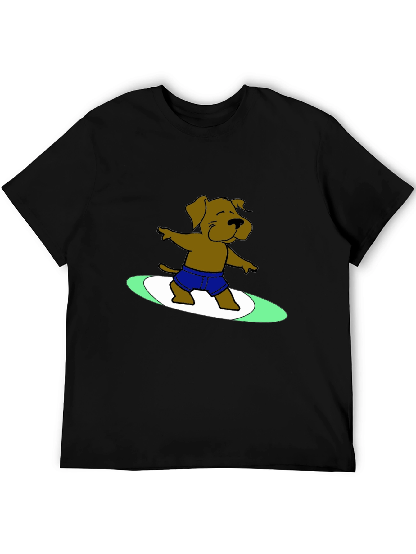 Surfing Dog Graphic Tee - Cool Black T-Shirt
