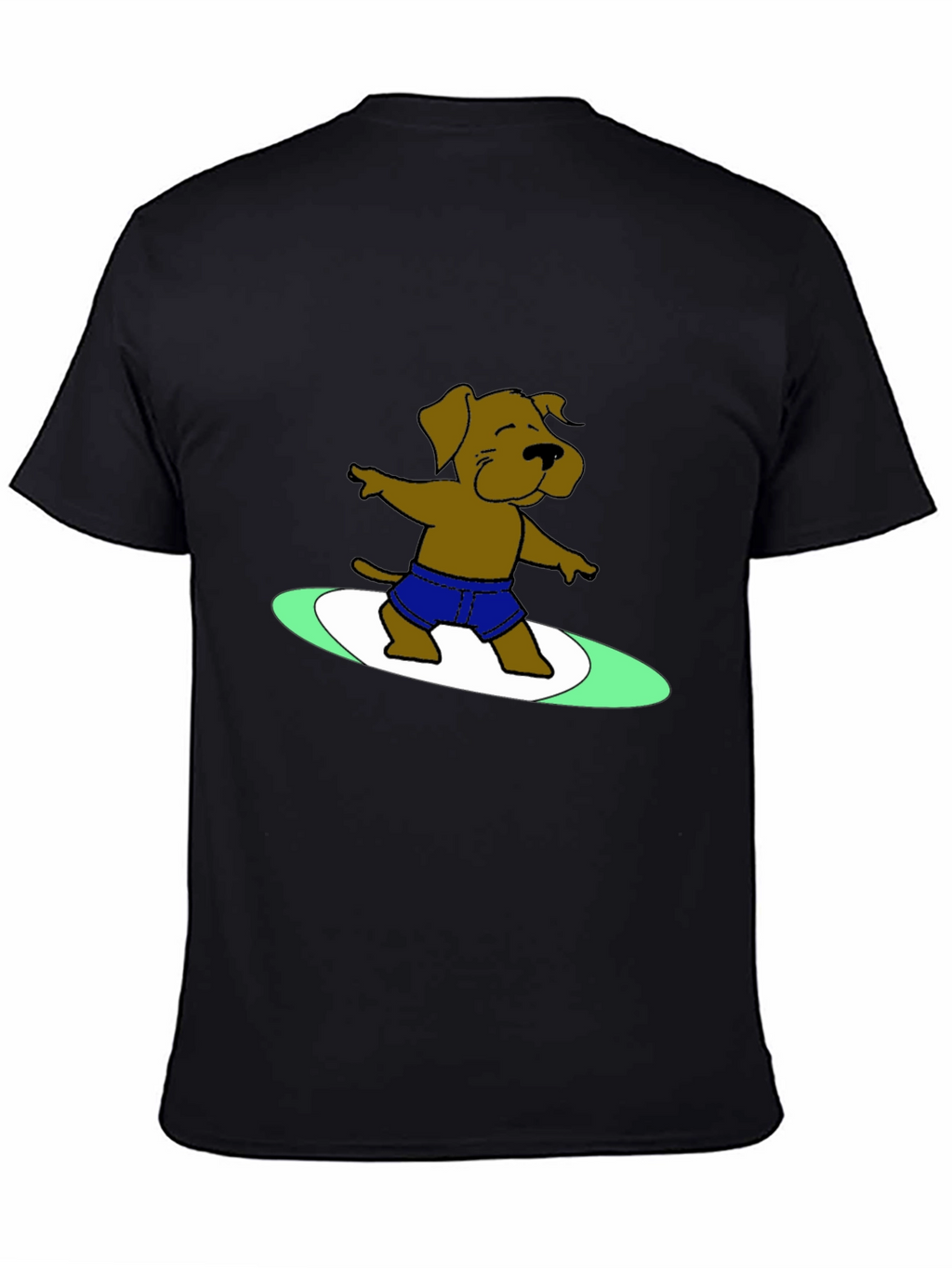 Surfing Dog Graphic Tee - Cool Black T-Shirt