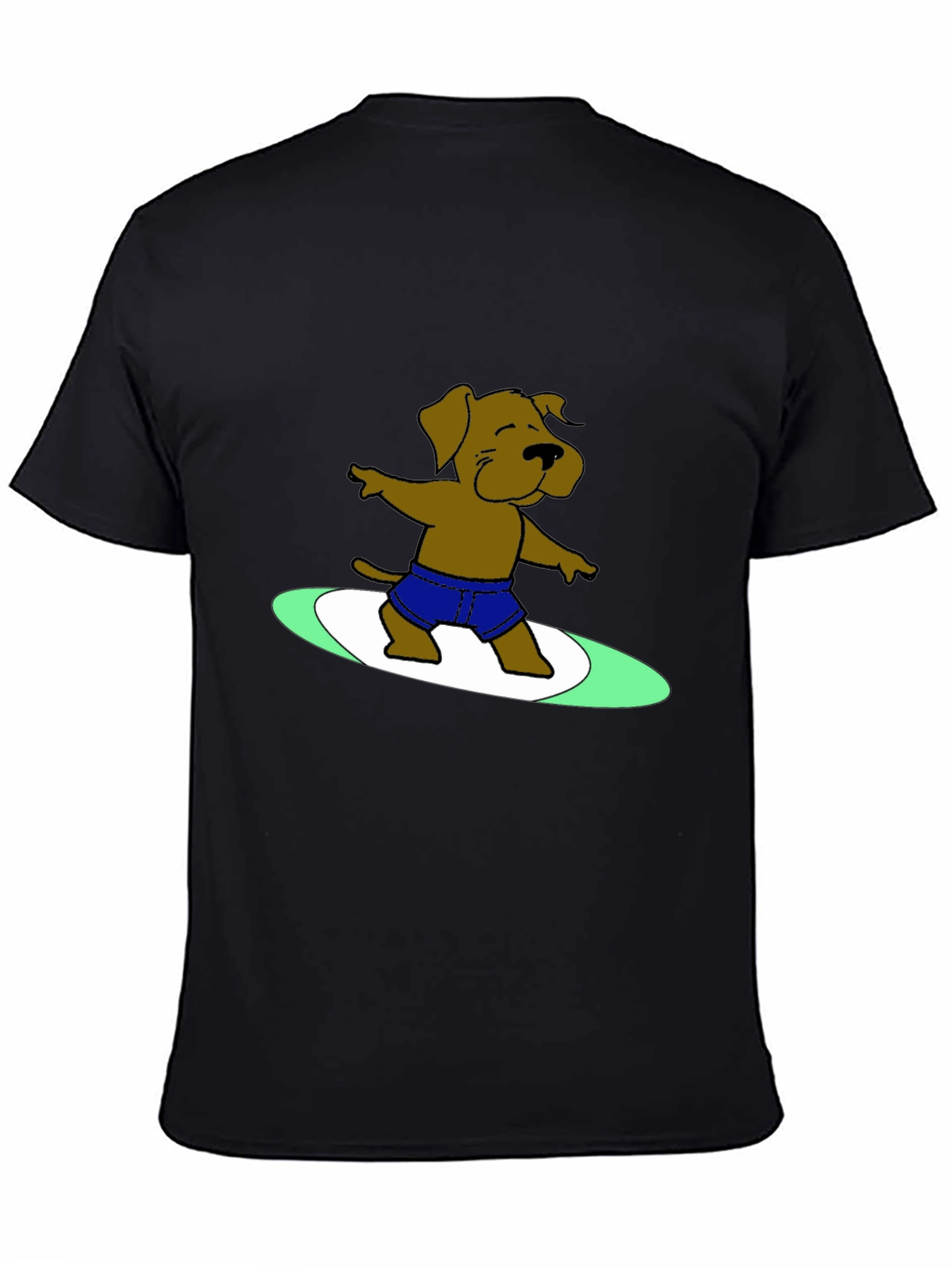 Surfing Dog Graphic Tee - Cool Black T-Shirt