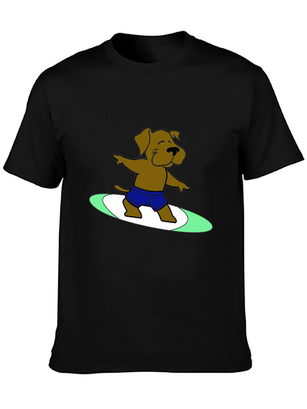 Surfing Dog Graphic Tee - Cool Black T-Shirt