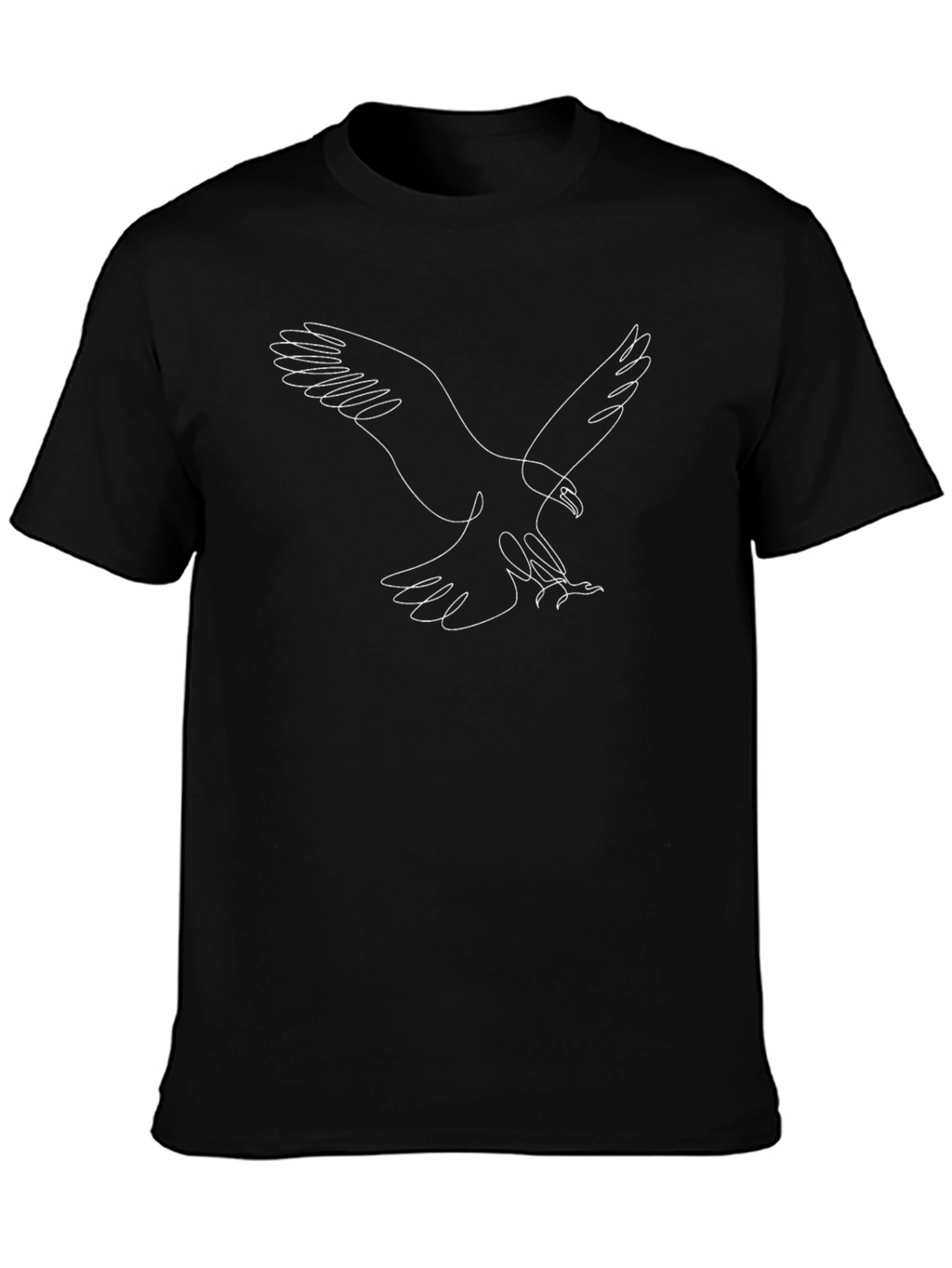 Minimalist Eagle Line Art Black T-Shirt