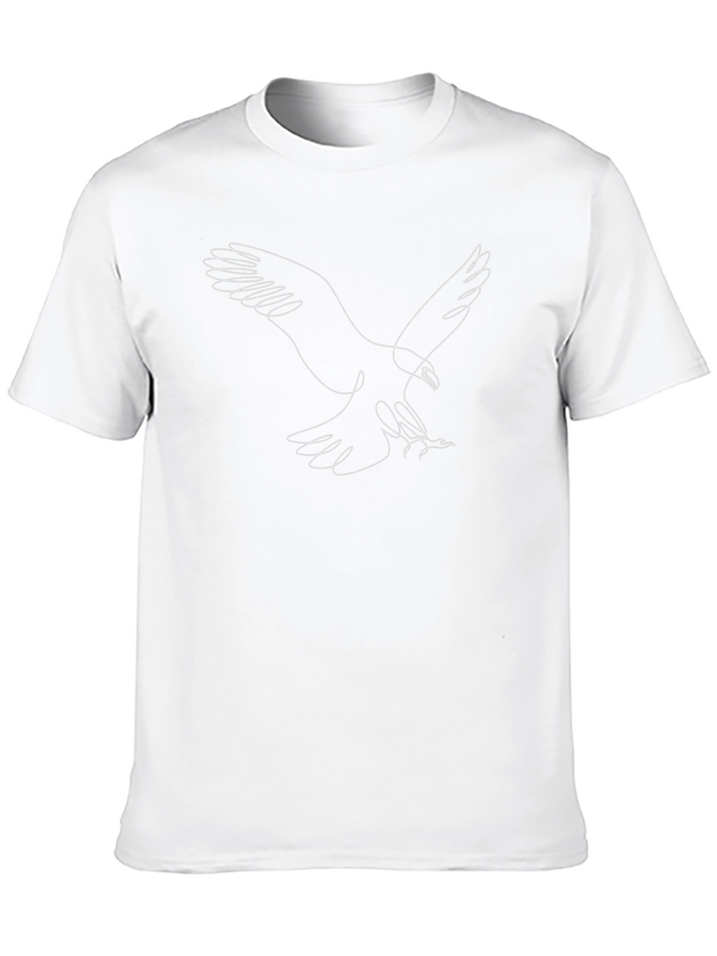 Minimalist Eagle Line Art Black T-Shirt