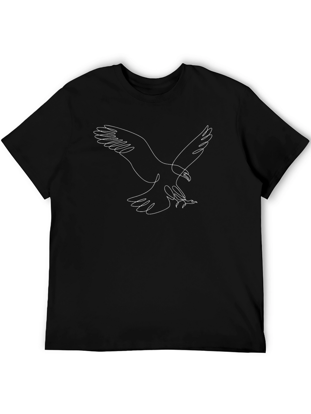Minimalist Eagle Line Art Black T-Shirt
