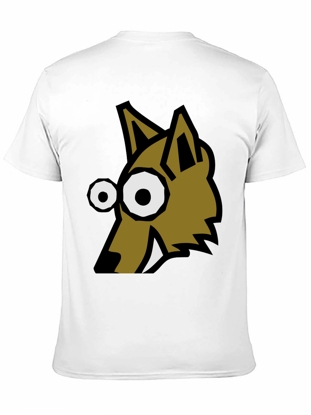 Cartoon Wolf Graphic Tee - Black Crew Neck T-Shirt