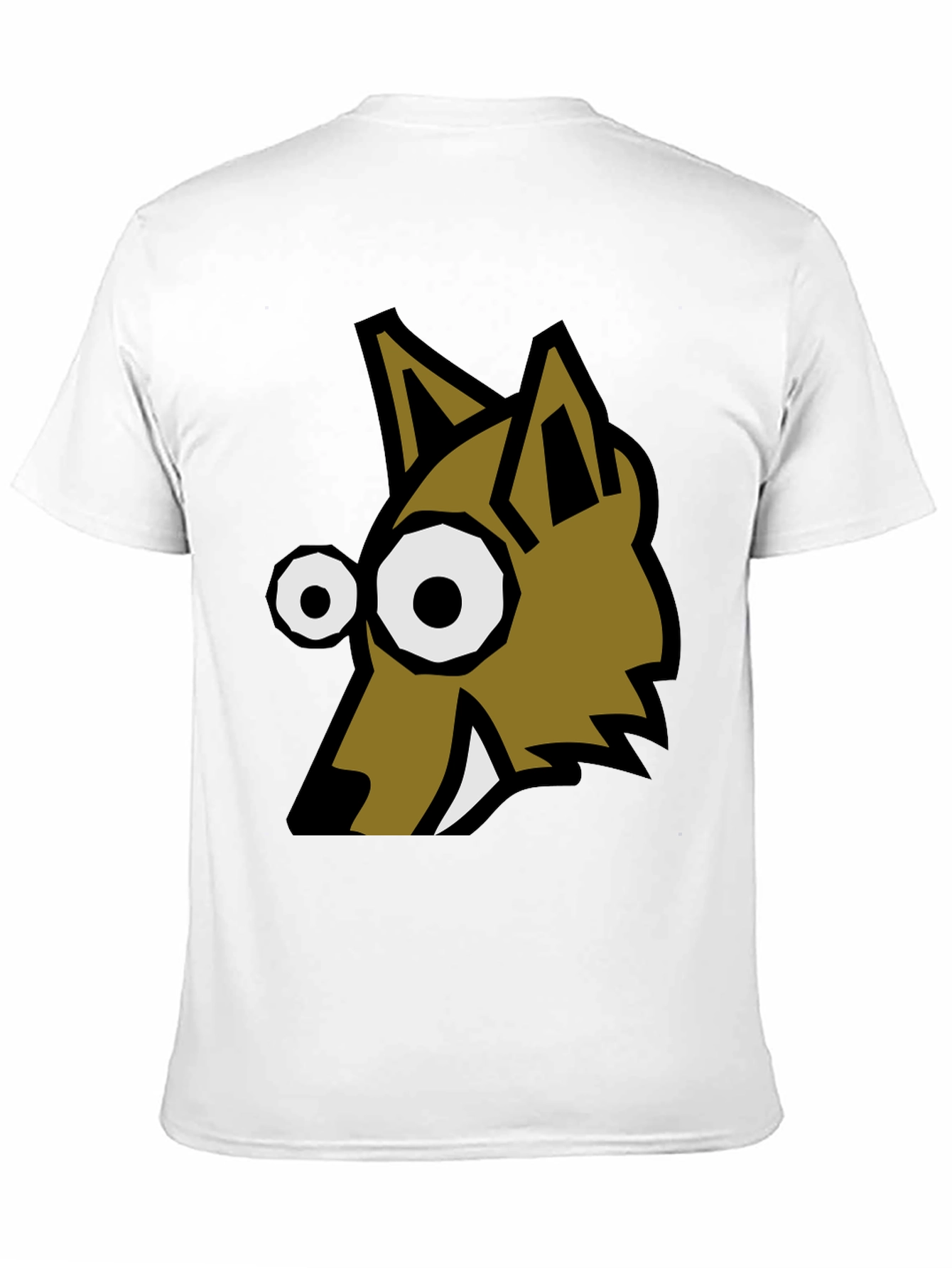 Cartoon Wolf Graphic Tee - Black Crew Neck T-Shirt