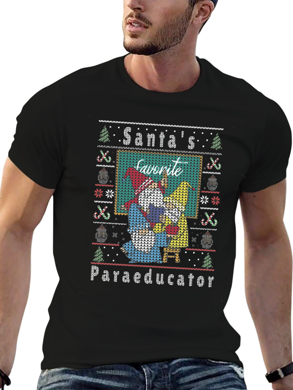 Santas Favorite Paraeducator Ugly Christmas Sweater T-Shirt