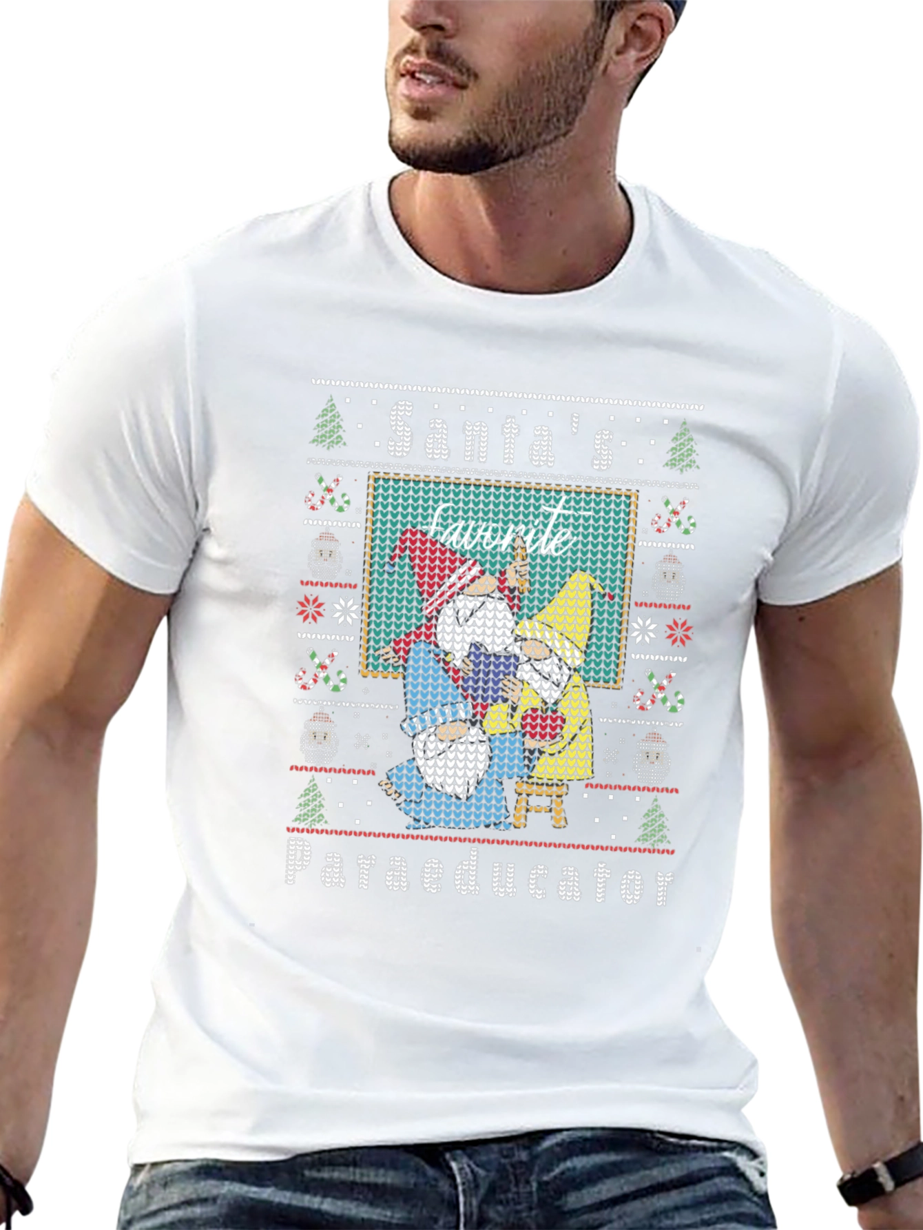 Santas Favorite Paraeducator Ugly Christmas Sweater T-Shirt