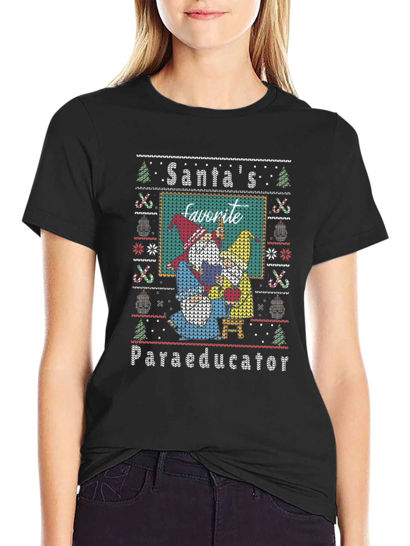 Santas Favorite Paraeducator Ugly Christmas Sweater T-Shirt