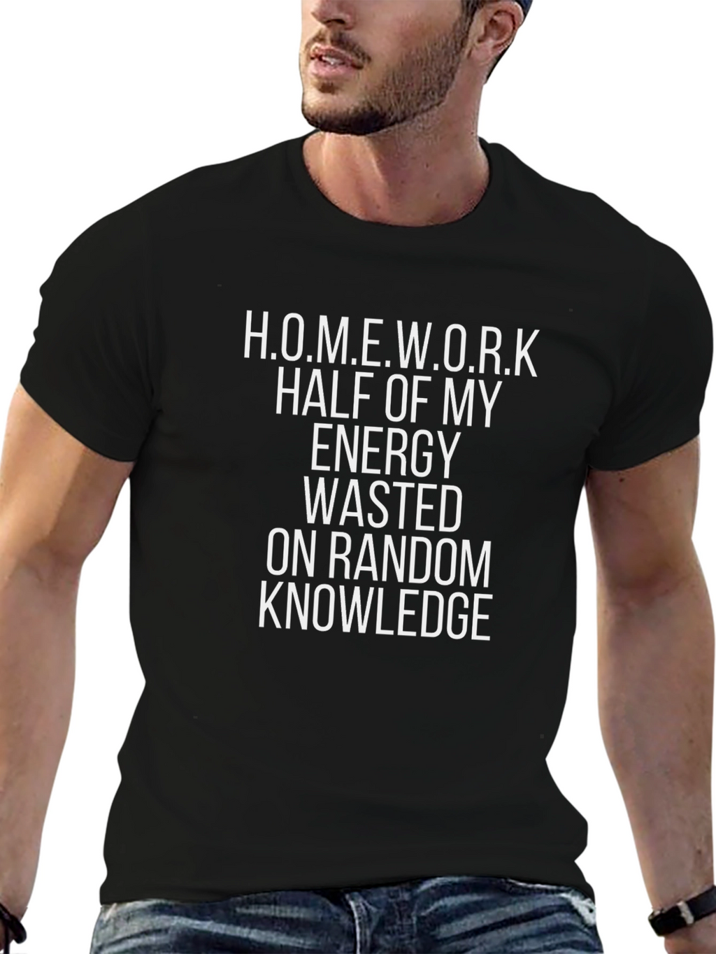 Homework Energy Wasted Funny Graphic T-Shirt