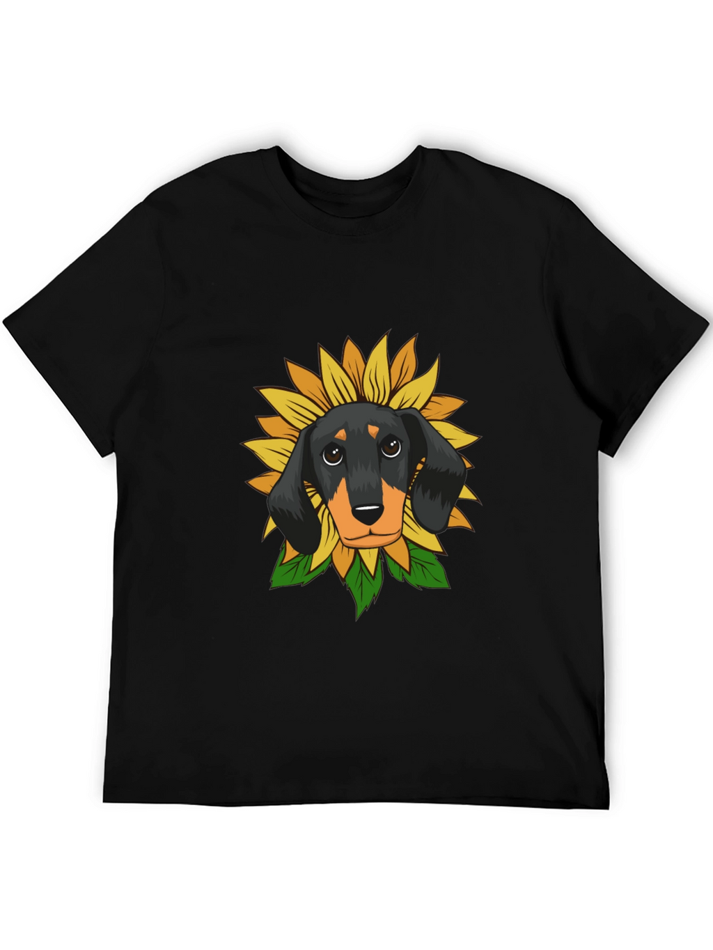 Dachshund Sunflower Graphic Tee - Black Cotton Comfort