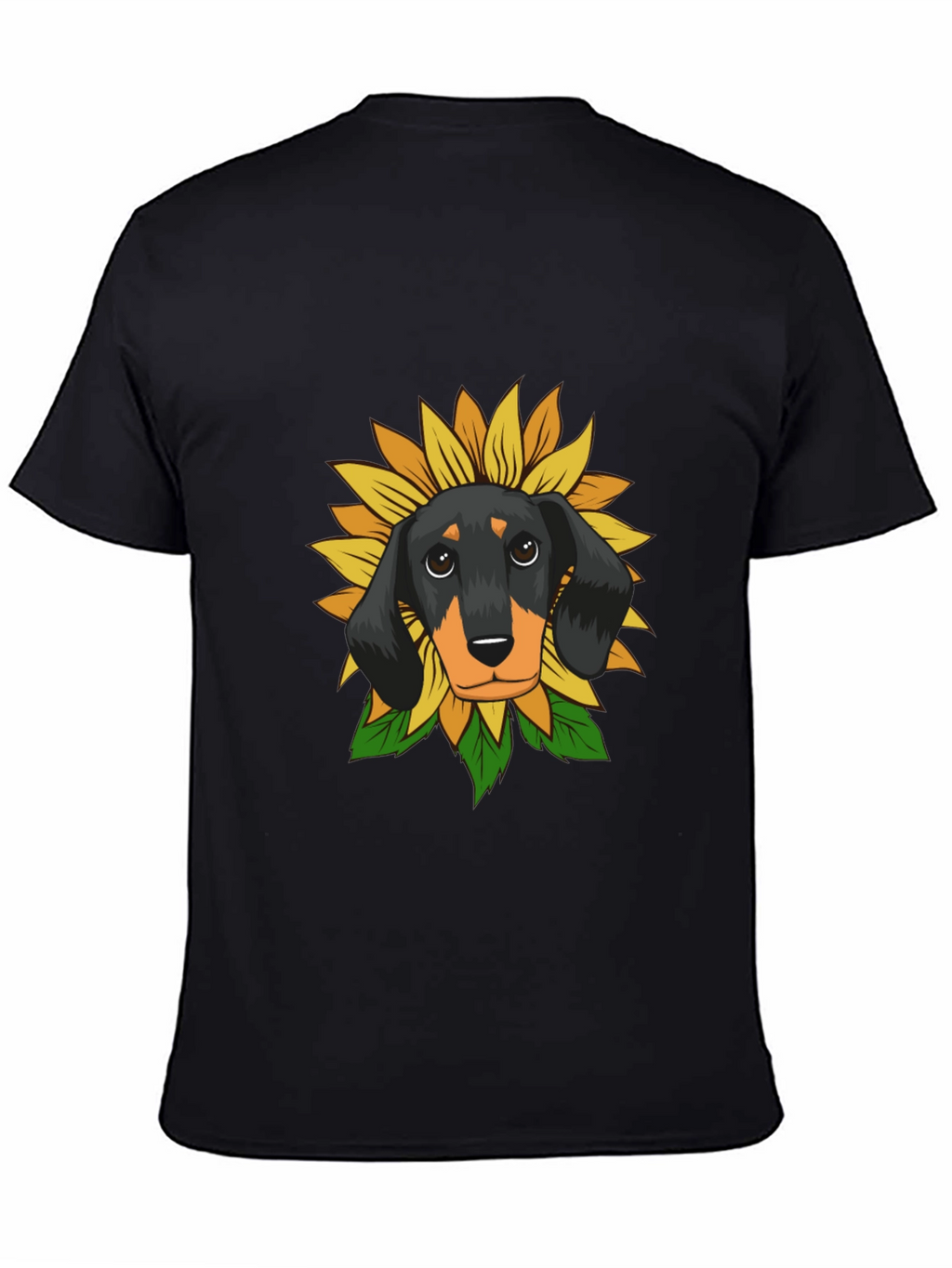 Dachshund Sunflower Graphic Tee - Black Cotton Comfort