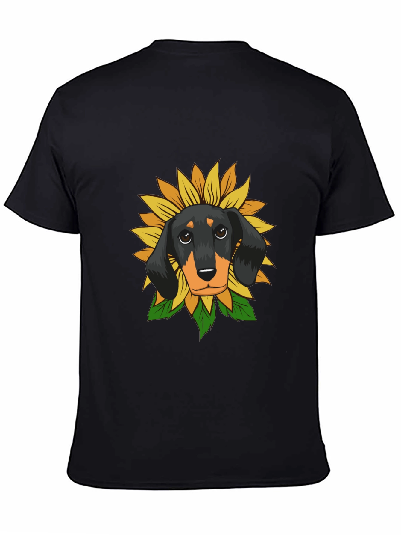 Dachshund Sunflower Graphic Tee - Black Cotton Comfort