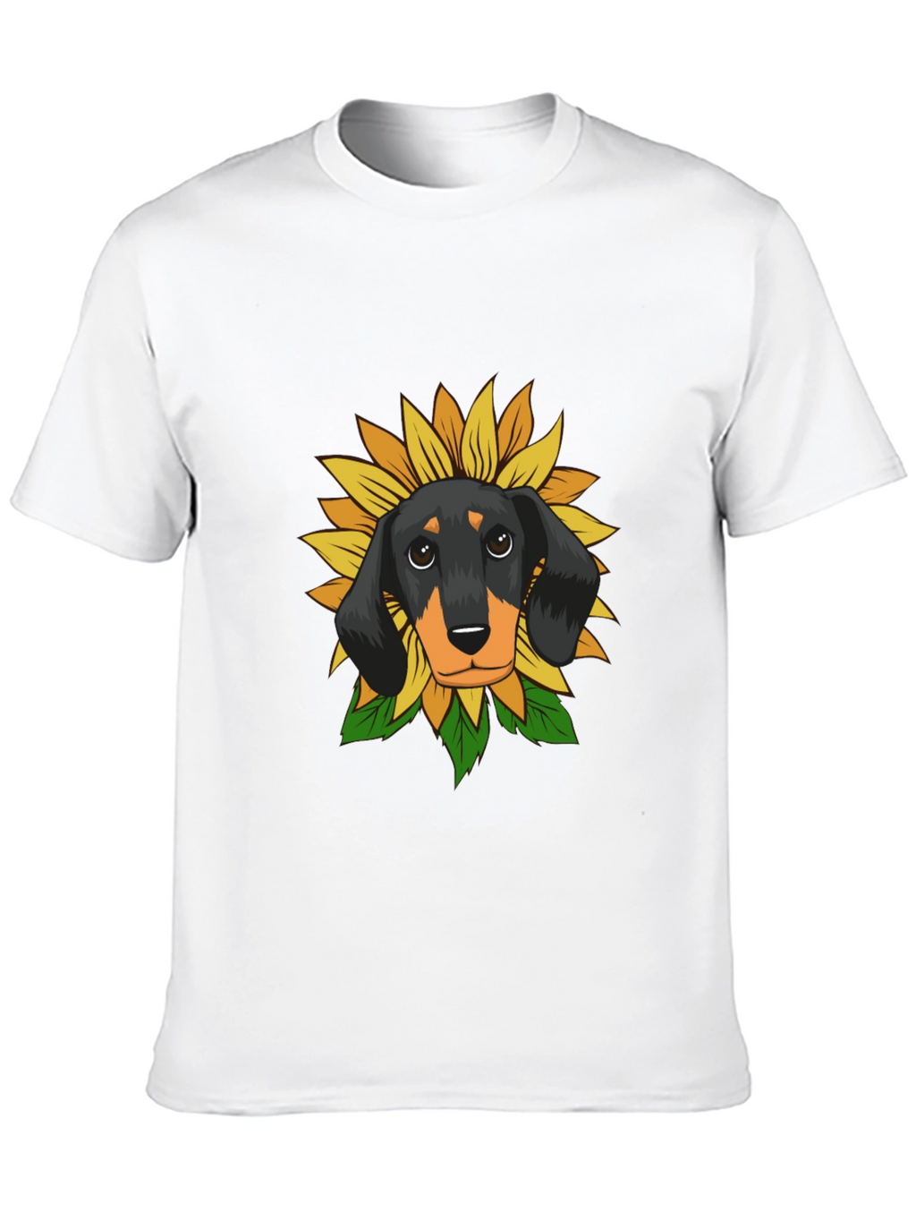 Dachshund Sunflower Graphic Tee - Black Cotton Comfort