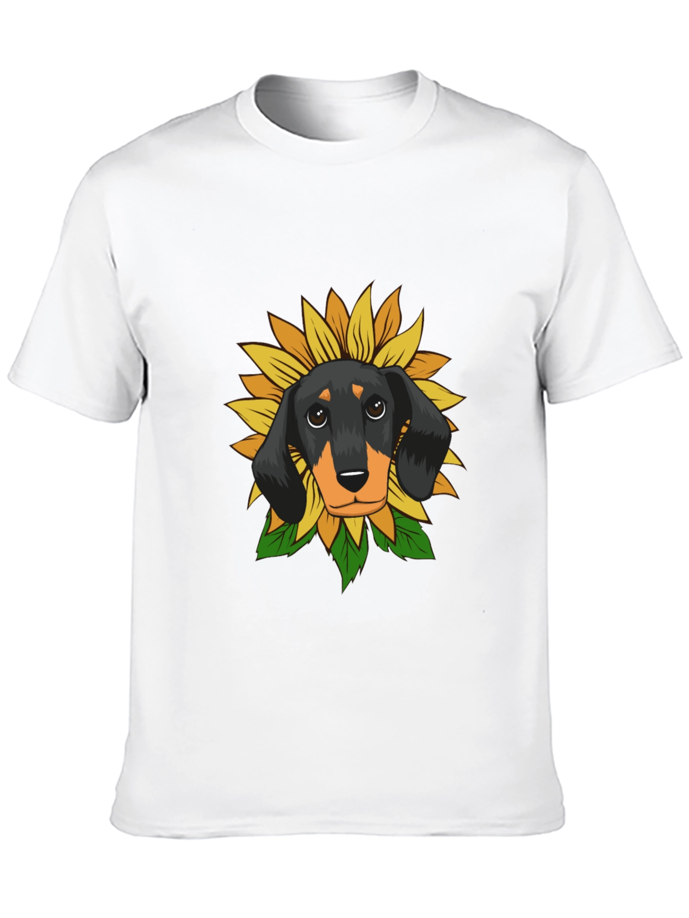 Dachshund Sunflower Graphic Tee - Black Cotton Comfort