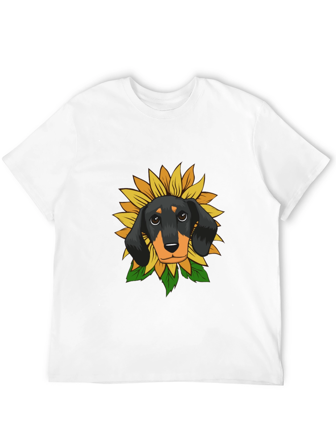 Dachshund Sunflower Graphic Tee - Black Cotton Comfort