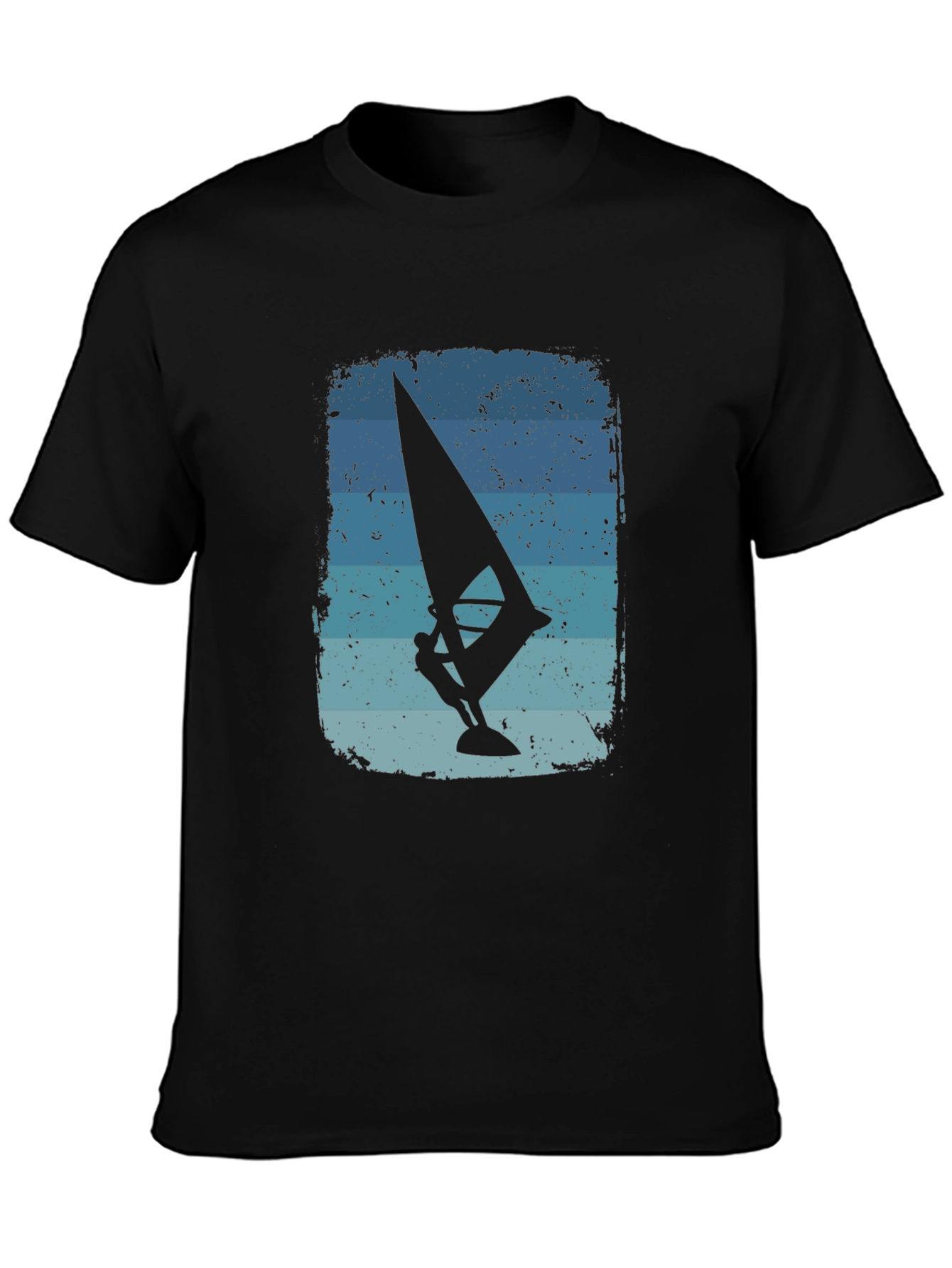 Windsurfer Graphic Tee - Vintage Style Black T-Shirt