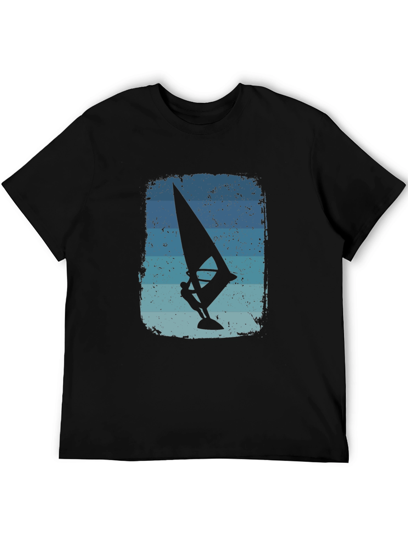 Windsurfer Graphic Tee - Vintage Style Black T-Shirt