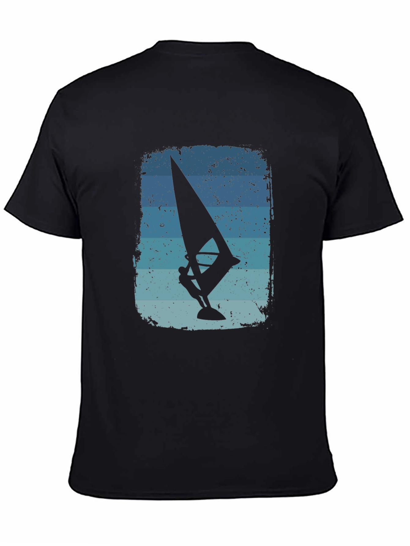 Windsurfer Graphic Tee - Vintage Style Black T-Shirt