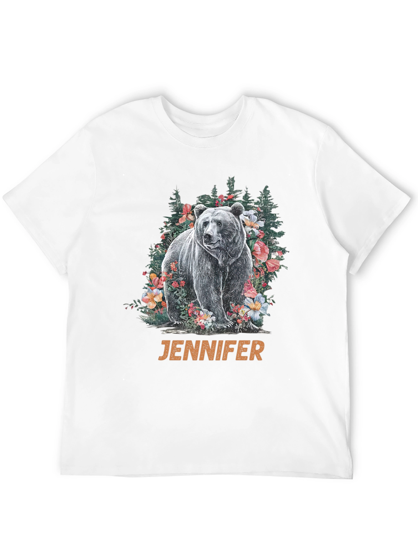 Bear & Floral T-Shirt - Personalized Name