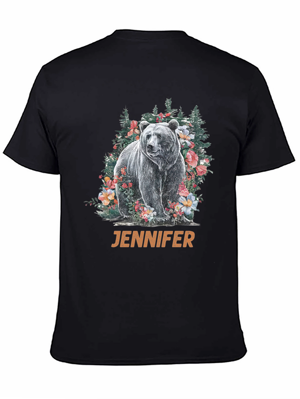 Bear & Floral T-Shirt - Personalized Name