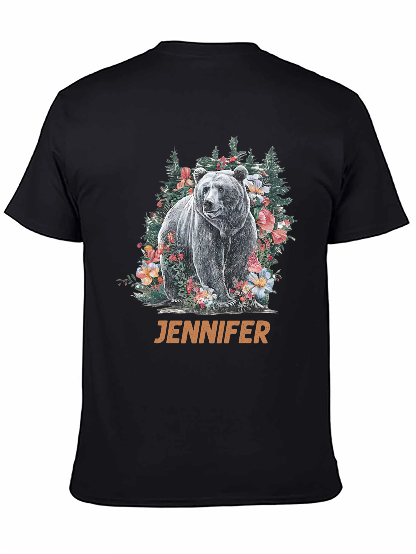Bear & Floral T-Shirt - Personalized Name