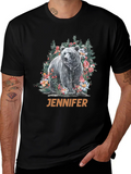 Bear & Floral T-Shirt - Personalized Name