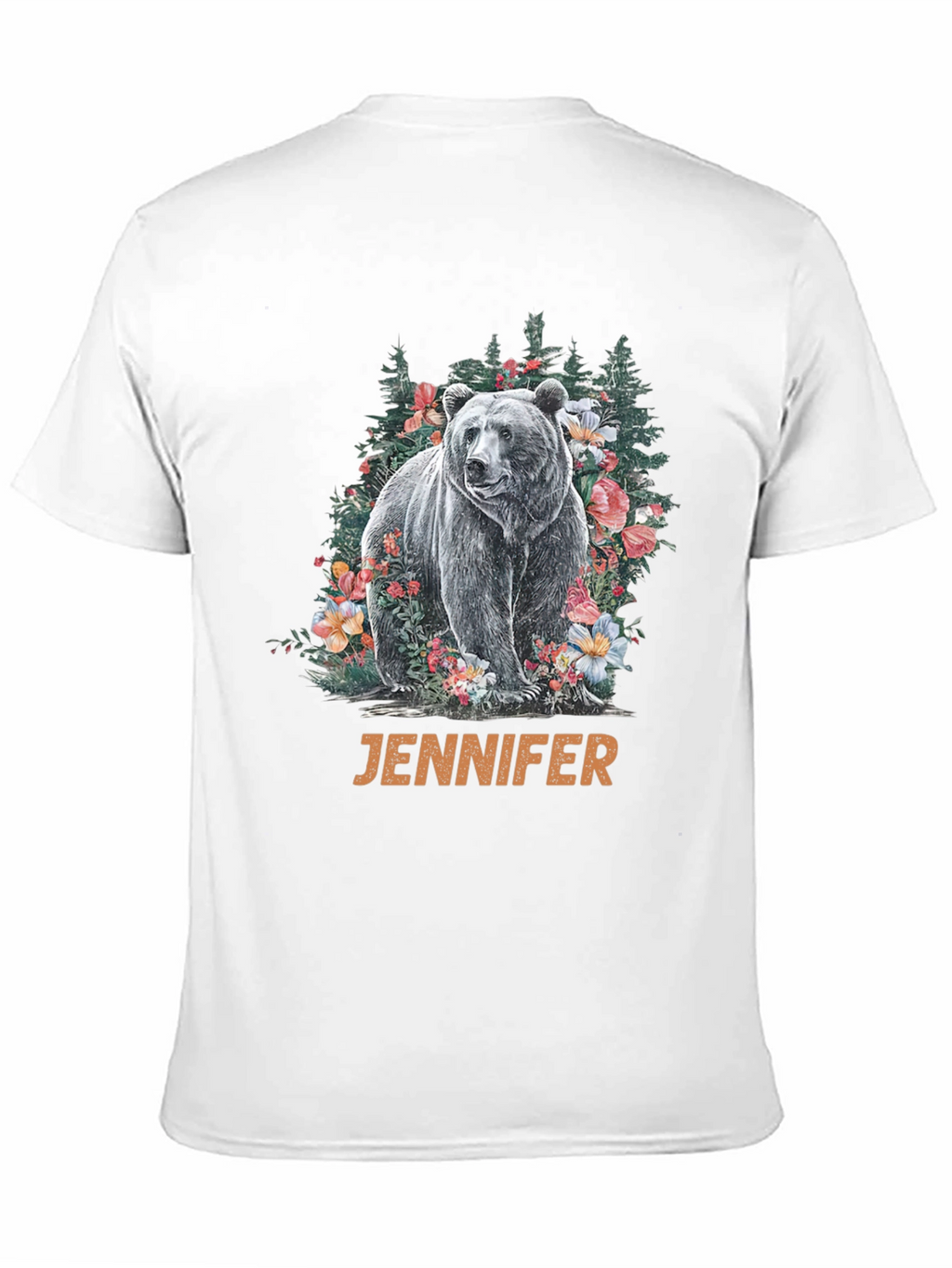 Bear & Floral T-Shirt - Personalized Name