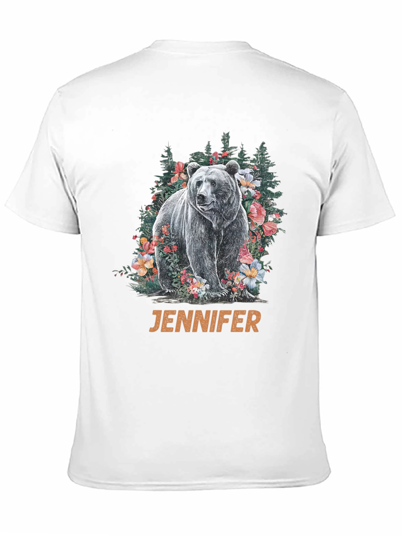 Bear & Floral T-Shirt - Personalized Name