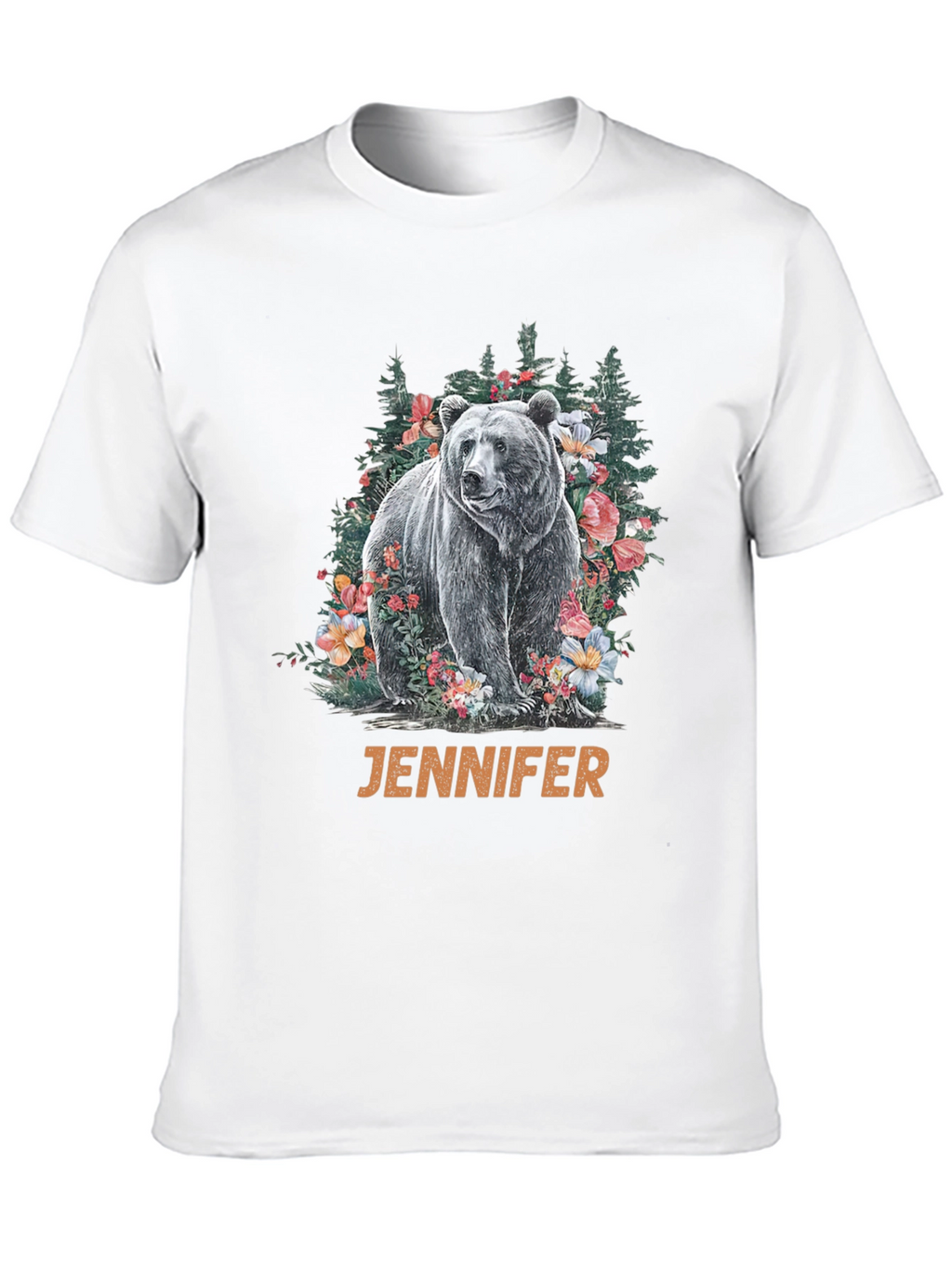 Bear & Floral T-Shirt - Personalized Name