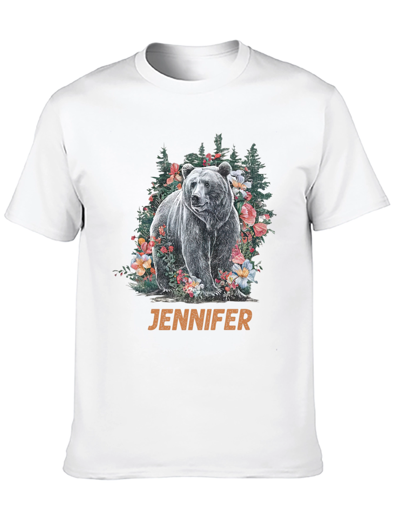 Bear & Floral T-Shirt - Personalized Name