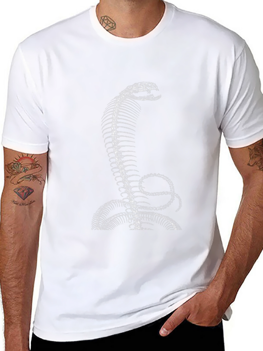 Snake Skeleton Print Black T-Shirt