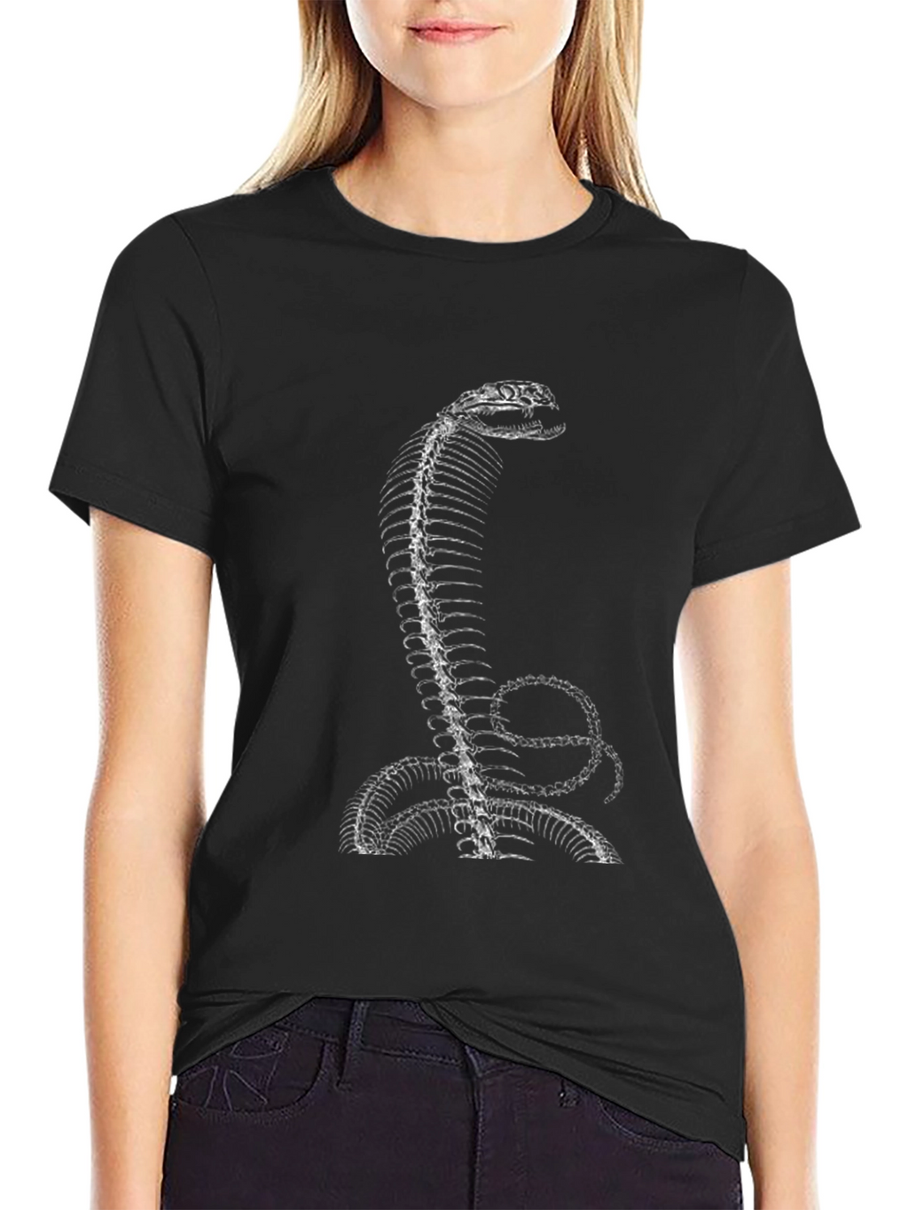 Snake Skeleton Print Black T-Shirt