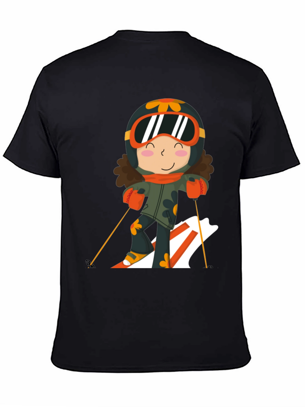 Ski Girl Graphic Tee - Black Cotton Comfort