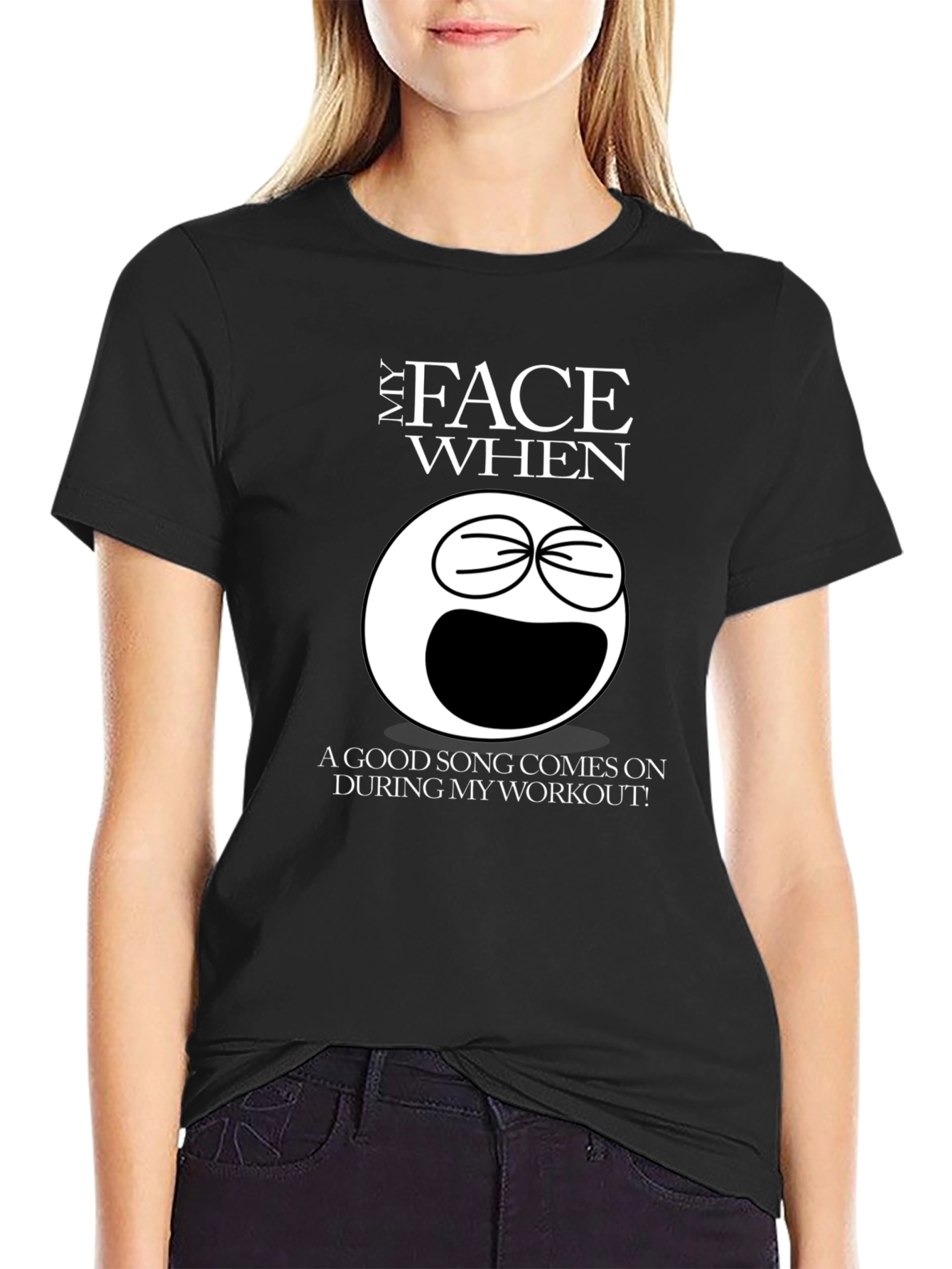 Funny Workout Song Black T-Shirt