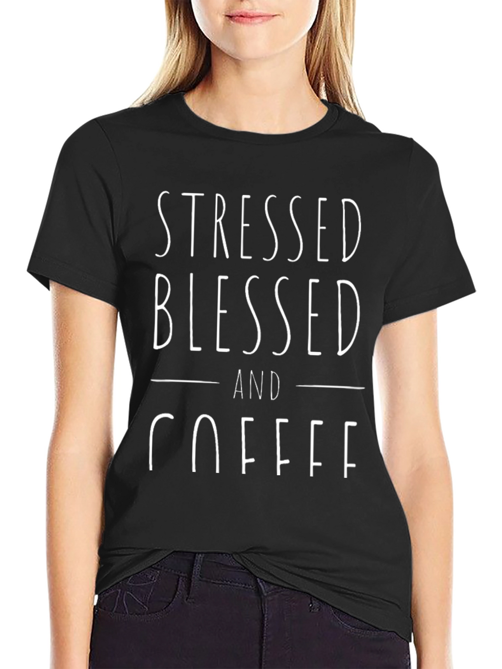 Stressed Blessed Coffee Graphic T-Shirt