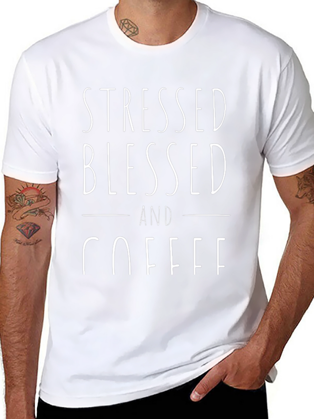 Stressed Blessed Coffee Graphic T-Shirt