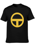 Minimalist Gold Circle-T Graphic Black T-Shirt