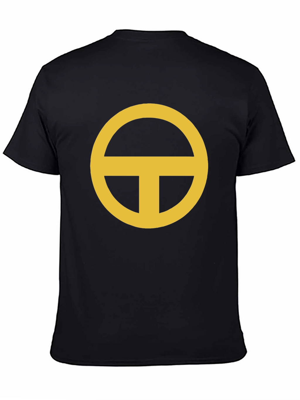 Minimalist Gold Circle-T Graphic Black T-Shirt