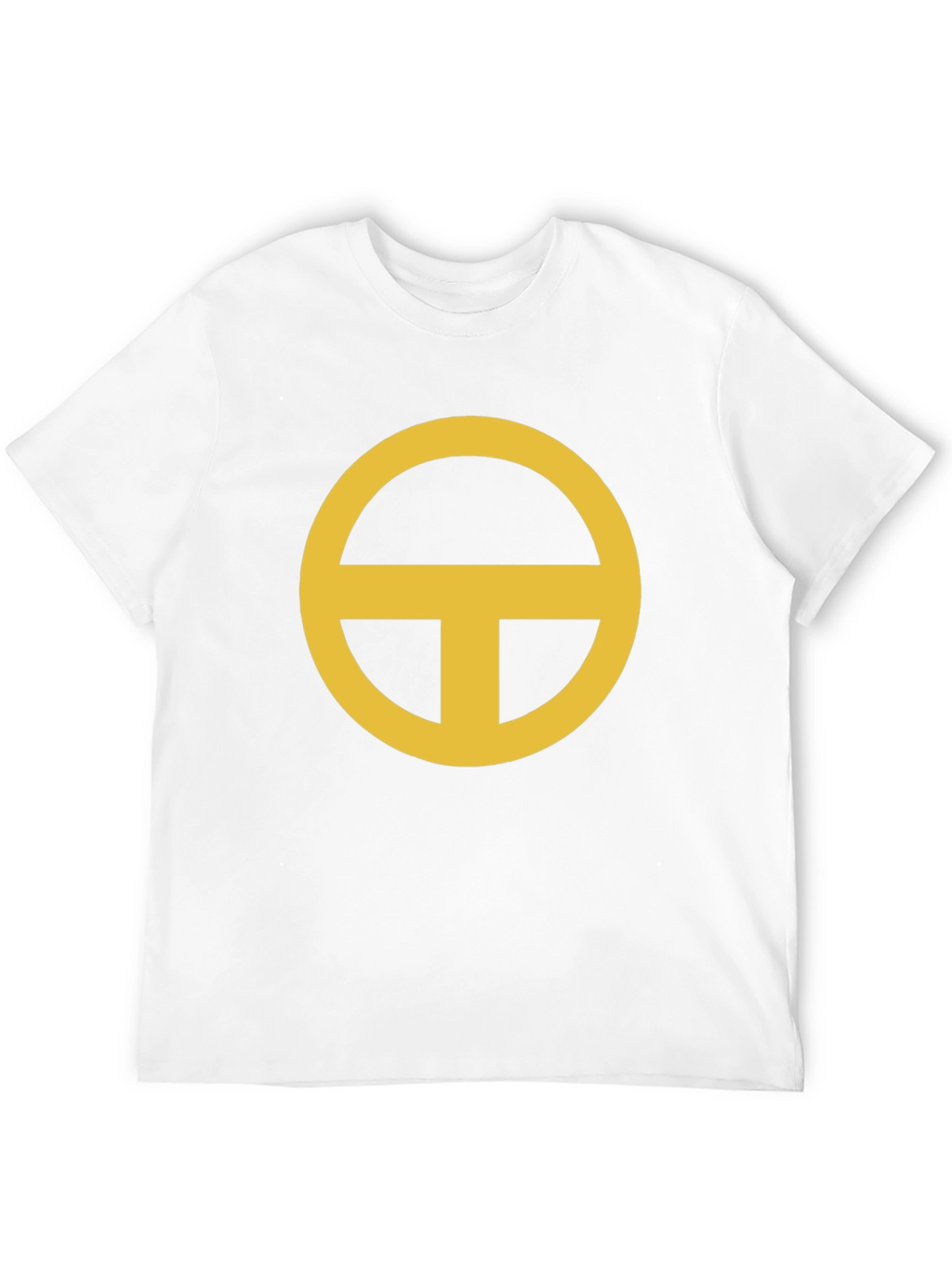 Minimalist Gold Circle-T Graphic Black T-Shirt