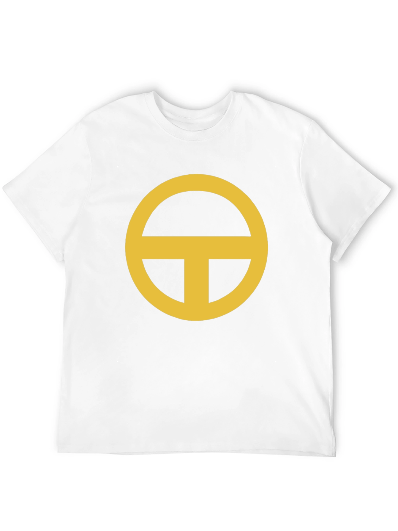 Minimalist Gold Circle-T Graphic Black T-Shirt