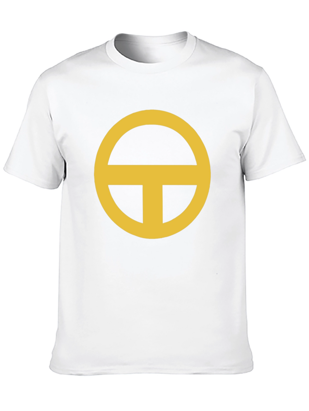 Minimalist Gold Circle-T Graphic Black T-Shirt