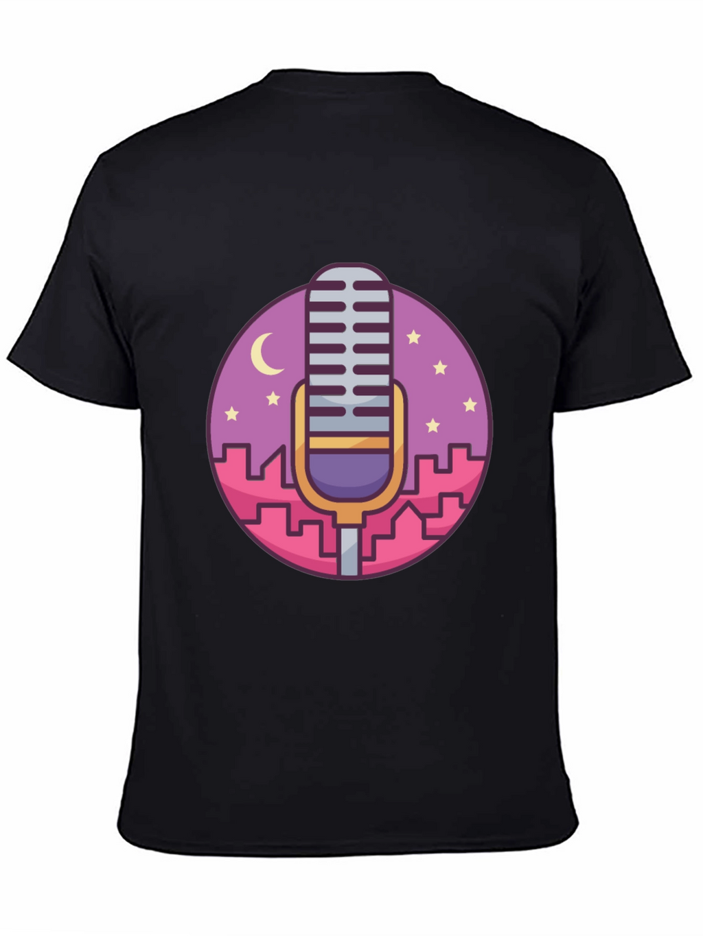 Retro Microphone Cityscape Graphic Tee