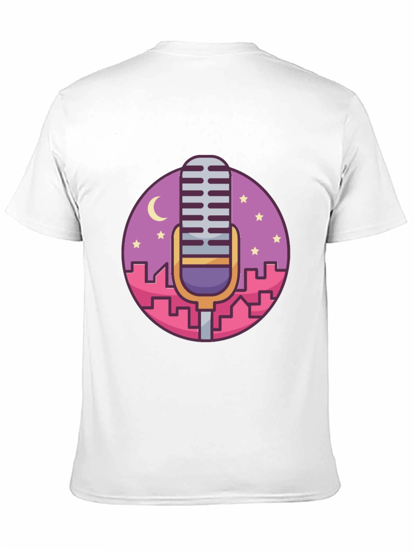 Retro Microphone Cityscape Graphic Tee