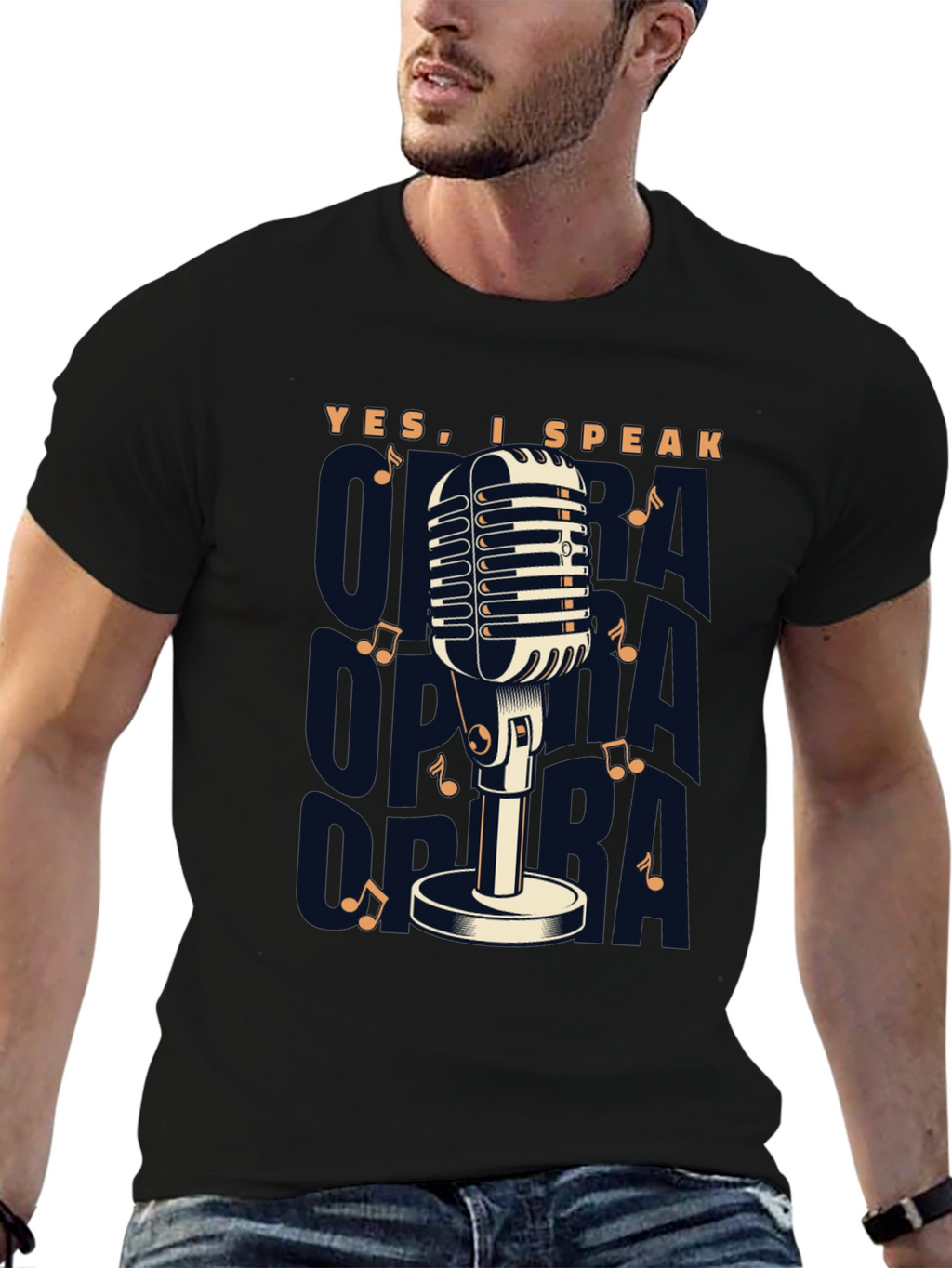 Retro Microphone T-Shirt - Yes I Speak Opera!