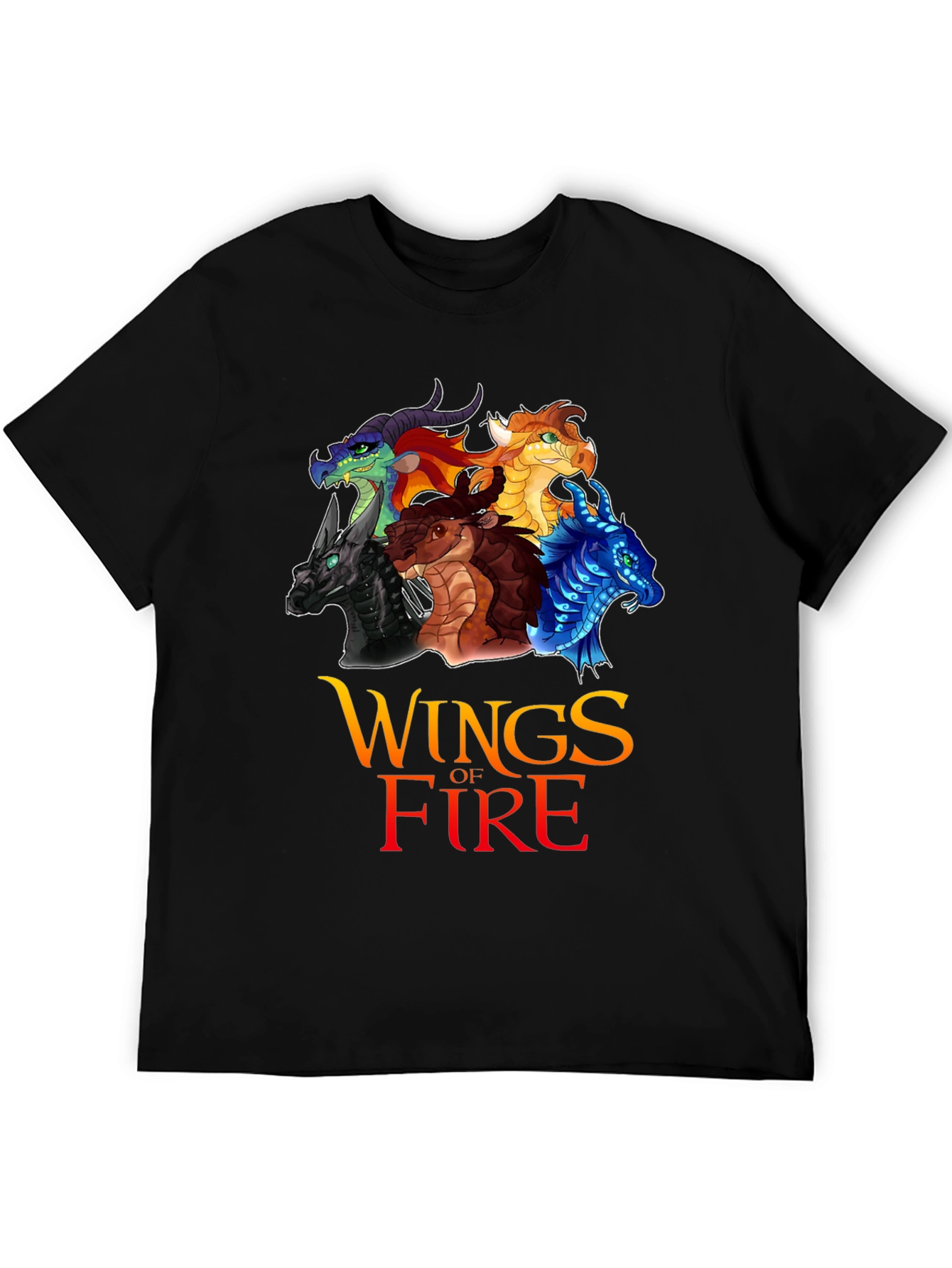Wings of Fire Graphic T-Shirt Black Cotton Tee Dragon Fans