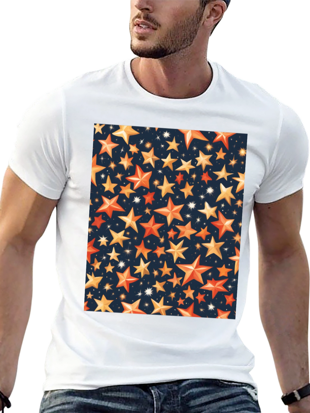 Starry Night Graphic Tee - Premium Black T-Shirt
