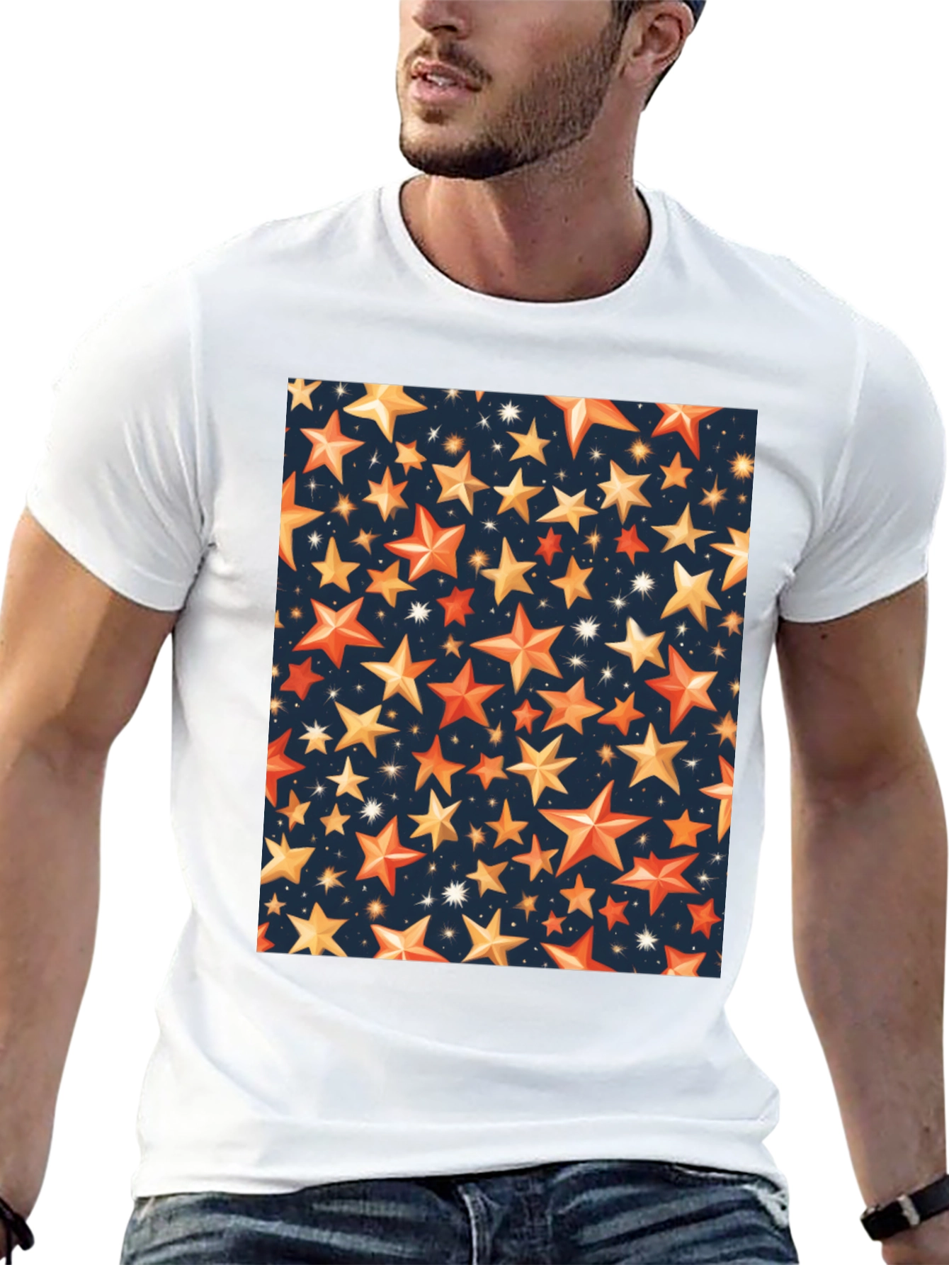 Starry Night Graphic Tee - Premium Black T-Shirt