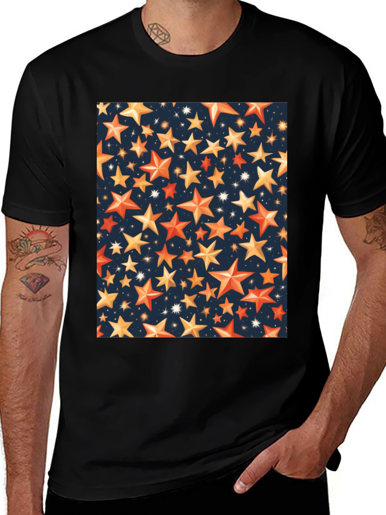 Starry Night Graphic Tee - Premium Black T-Shirt