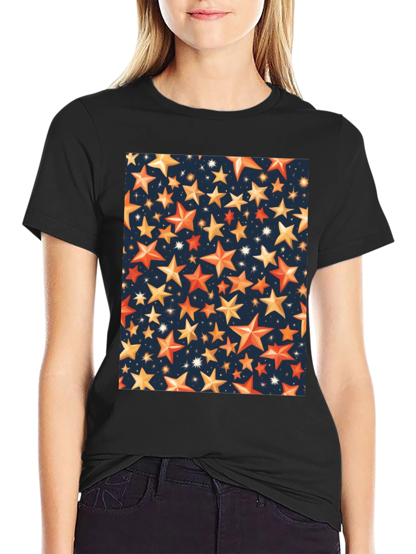 Starry Night Graphic Tee - Premium Black T-Shirt