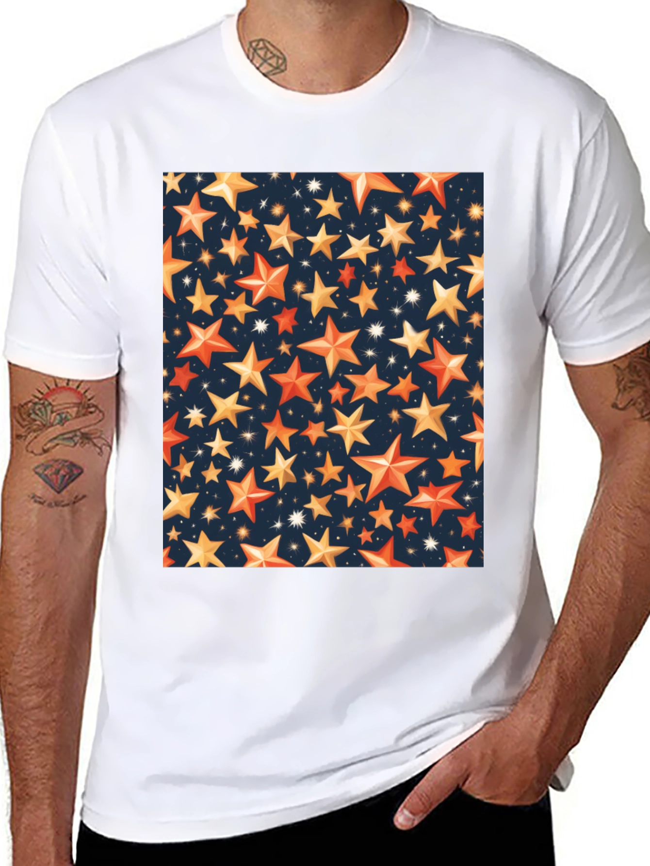 Starry Night Graphic Tee - Premium Black T-Shirt